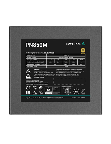 Блок питания для компьютеров GamerStorm PN850M, 850Вт, ATX, Полностью модульный