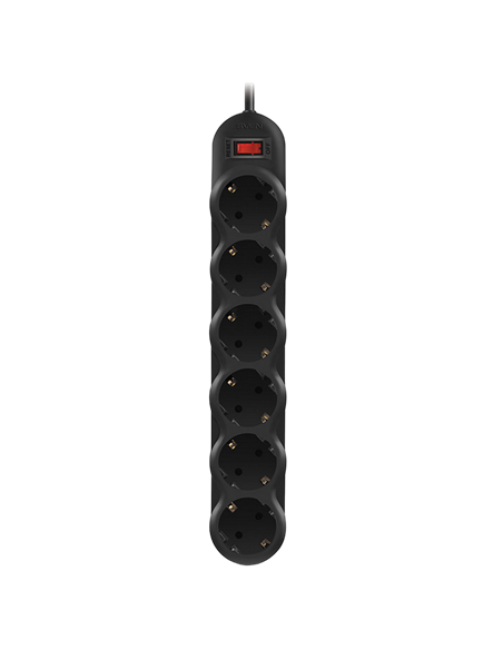 Сетевой фильтр SVEN SF-06E, 6 Розеток, 3м, Чёрный
