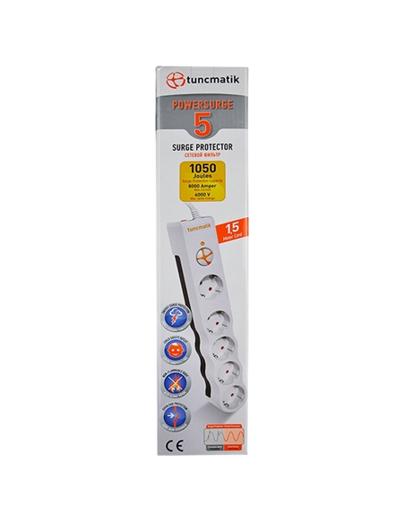 Prelungitor electric Tuncmatik TSK6134, 5 Prize, 1,5m, Alb