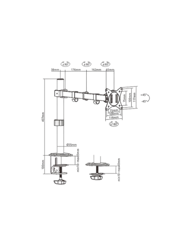 Suport birou pentru monitoare Gembird MA-D1-01, Negru