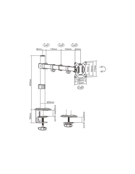 Suport birou pentru monitoare Gembird MA-D1-01, Negru