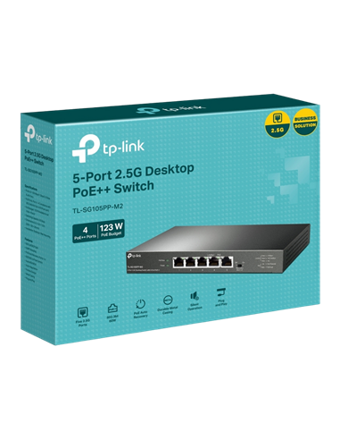 Comutator PoE TP-LINK TL-SG105PP-M2, 4x 802.3af/at/bt PoE++