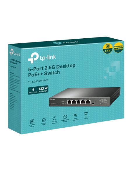 Comutator PoE TP-LINK TL-SG105PP-M2, 4x 802.3af/at/bt PoE++