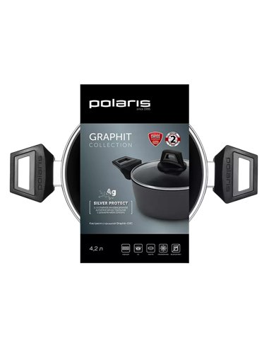 Кастрюля Polaris Graphit-24C, 4,2л, 24см, Графитовый