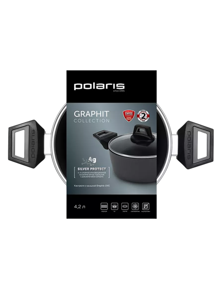 Кастрюля Polaris Graphit-24C, 4,2л, 24см, Графитовый