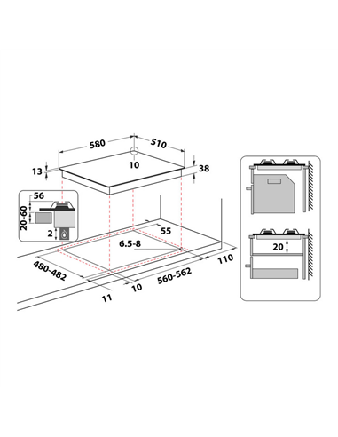 Газовая варочная панель Whirlpool TKRL 661 NB, Чёрный