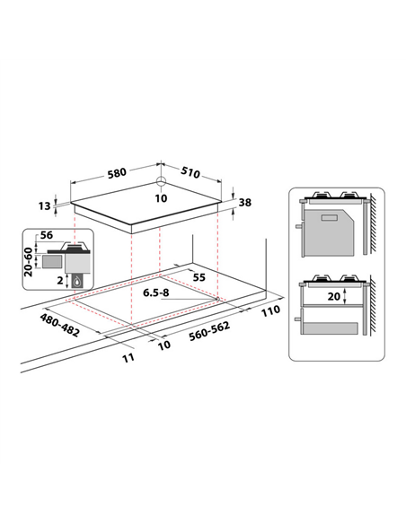 Plită pe gaz Whirlpool TKRL 661 NB, Negru Plită pe gaz Whirlpool TKRL 661 NB, Negru