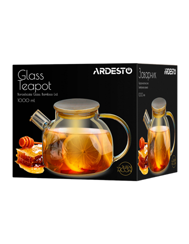 Заварочный чайник Ardesto AR3010GBG, 1л, Прозрачный | Золотой