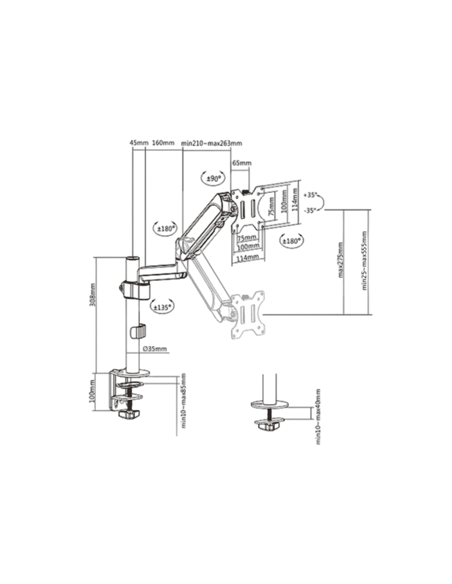 Suport birou pentru monitoare Gembird MA-DA1P-01, Negru
