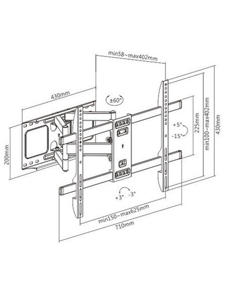 Suport TV de perete Gembird WM-80ST-02, Negru