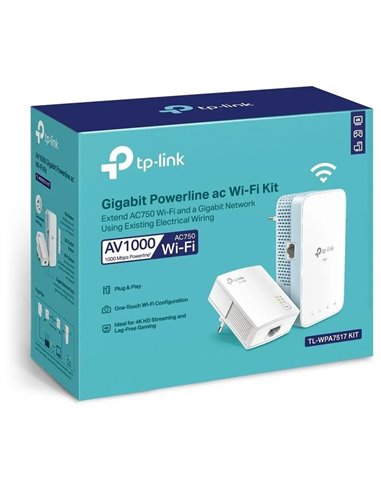 Powerline Adapter TP-LINK TL-WPA7517 KIT, AV1000, 1000 Mbps, Alb