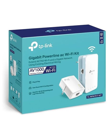 Powerline Adapter TP-LINK TL-WPA7517 KIT, AV1000, 1000 Mbps, Alb
