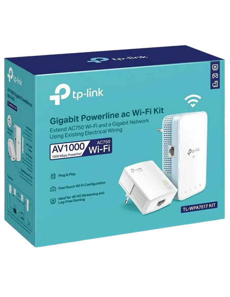 Powerline Adapter TP-LINK TL-WPA7517 KIT, AV1000, 1000 Mbps, Alb