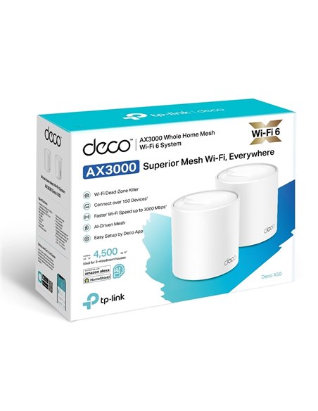 Sistem Wi-Fi Mesh TP-LINK Deco X50 (2-pack), Alb