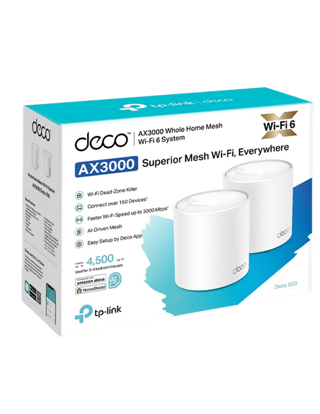 Домашняя Mesh Wi-Fi система TP-LINK Deco X50 (2-pack), Белый
