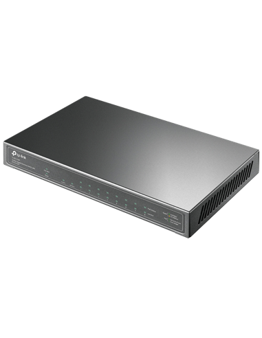 10-port 10/100/1000Mbps POE+ Switch TP-LINK "TL-SG1210P", 8 PoE+ ports, 63W Budget, SFP, Steel Case