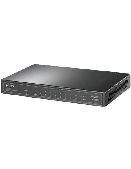 10-port 10/100/1000Mbps POE+ Switch TP-LINK "TL-SG1210P", 8 PoE+ ports, 63W Budget, SFP, Steel Case