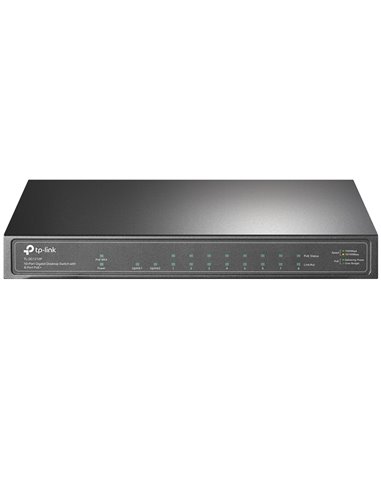 10-port 10/100/1000Mbps POE+ Switch TP-LINK "TL-SG1210P", 8 PoE+ ports, 63W Budget, SFP, Steel Case