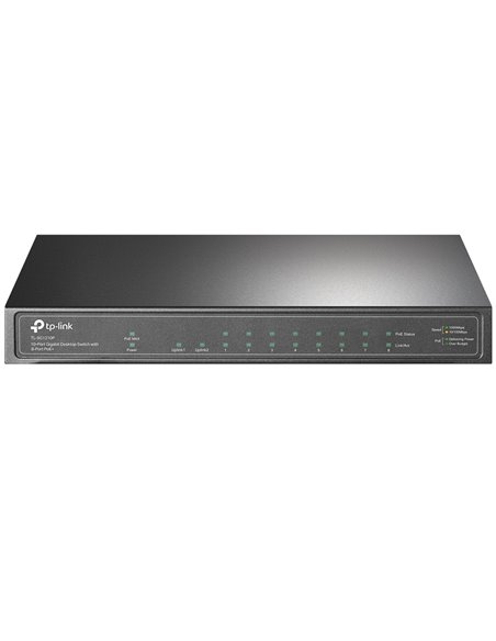 10-port 10/100/1000Mbps POE+ Switch TP-LINK "TL-SG1210P", 8 PoE+ ports, 63W Budget, SFP, Steel Case