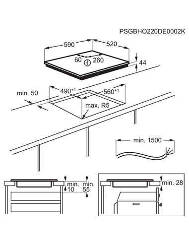 Plită cu inducție Electrolux EIT60433CT, Negru