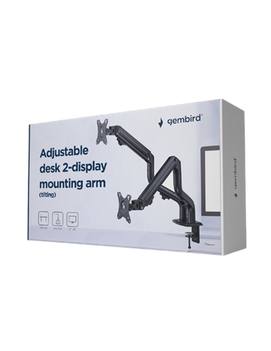 Suport birou pentru monitoare Gembird MA-DA2-02, Negru