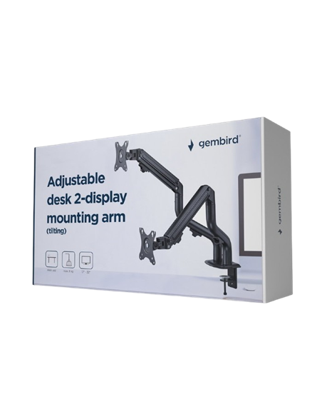 Настольный кронштейн для монитора Gembird MA-DA2-02, Чёрный