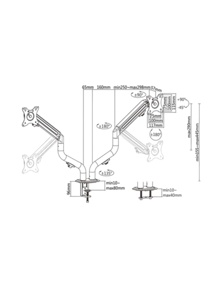 Suport birou pentru monitoare Gembird MA-DA2-02, Negru