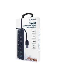 USB-концентратор Gembird UHB-U3P7P-01, Чёрный 2