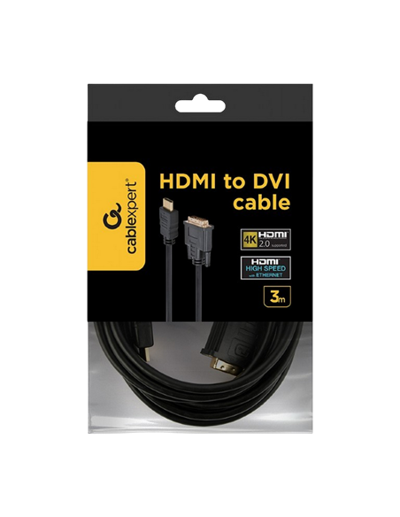 Cablu Video Cablexpert CC-HDMI-DVI-10, HDMI (M) - DVI-I (M), 3m, Negru