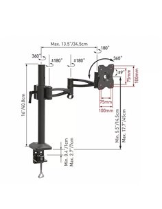Suport birou pentru monitoare BARKAN E621, Negru 2