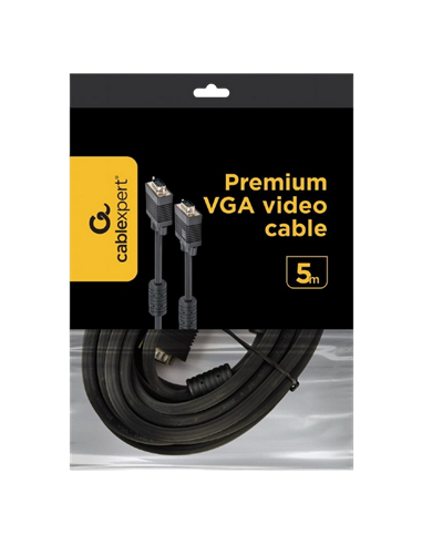 Cablu Video Cablexpert CC-PPVGA-5M-B, VGA D-Sub (M) - VGA D-Sub (M), 5m, Negru