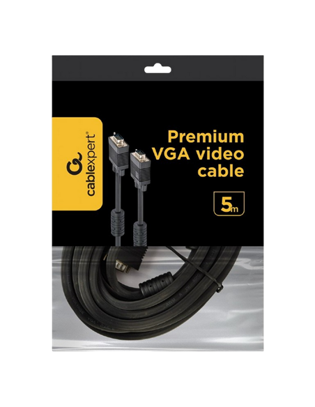 Видео кабель Cablexpert CC-PPVGA-5M-B, VGA D-Sub (M) - VGA D-Sub (M), 5м, Чёрный