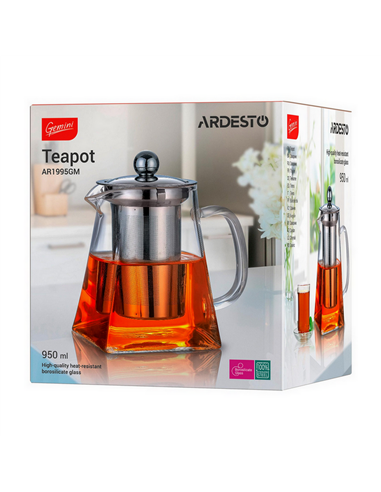 Заварочный чайник Ardesto AR1995GM, 0.95л, Прозрачный