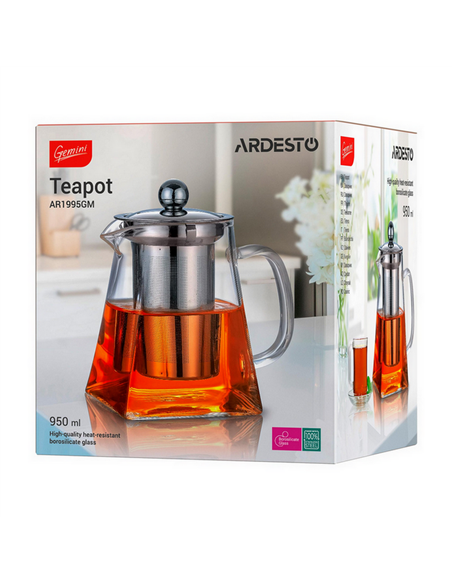 Заварочный чайник Ardesto AR1995GM, 0.95л, Прозрачный