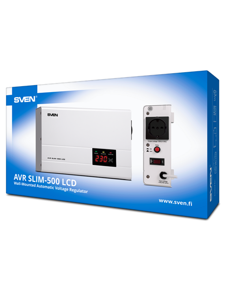 Стабилизатор напряжения SVEN SLIM AVR-500 LCD, 500VA