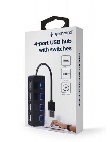 USB-концентратор Gembird UHB-U2P4-05, Чёрный