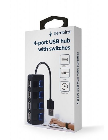 USB-концентратор Gembird UHB-U2P4-05, Чёрный