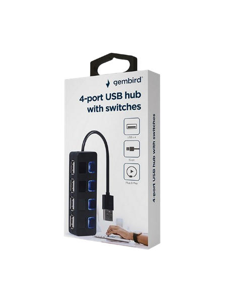 USB-концентратор Gembird UHB-U2P4-05, Чёрный