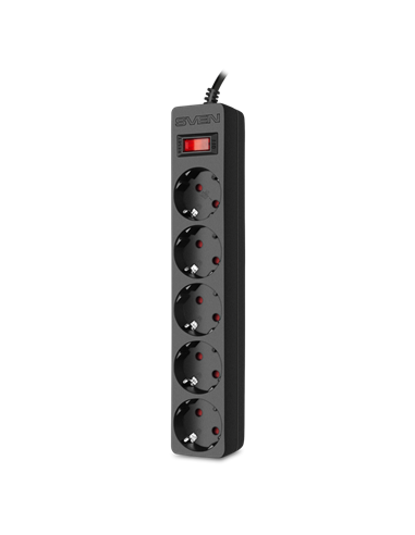Prelungitor electric SVEN SF-05E, 5 Prize, 3m, Negru