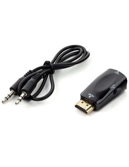 Convertor Video/Audio Cablexpert A-HDMI-VGA-02, HDMI - VGA D-Sub + 3.5 mm Jack, Negru