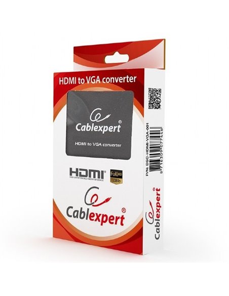 Convertor Video/Audio Cablexpert DSC-HDMI-VGA-001, - VGA D-Sub + 3.5 mm Jack, Negru