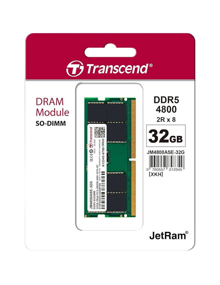 Memorie RAM Transcend JetRam, DDR5 SDRAM, 4800 MHz, 32 GB, JM4800ASE-32G