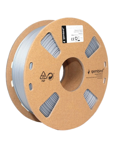 Filament pentru imprimantă 3D Gembird 3DP-PLA1.75-01-S, PLA, Argint, 1.75 mm, 1 kg