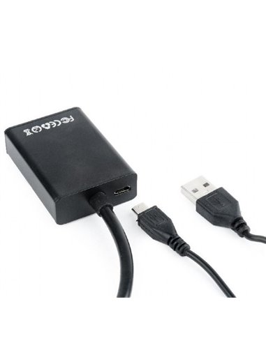 Convertor Video/Audio Cablexpert A-VGA-HDMI-01, VGA D-Sub + 3.5 mm Jack - HDMI (F), 0,15m, Negru
