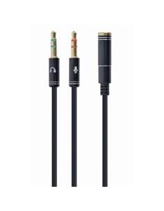 Аудио адаптер Cablexpert CCA-418M, 3.5mm 4-pin (F) - 2x3.5mm 3-pin (M), 0,2м, Чёрный 2