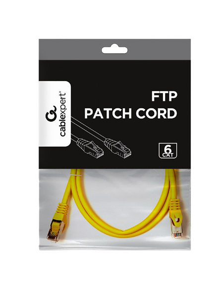 Патч-корд Cablexpert PP6-1M/Y, Cat6 FTP , 1м, Жёлтый