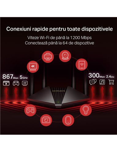 Router fără fir MERCUSYS MR30G, Negru
