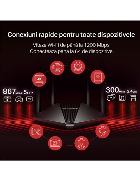 Беспроводной маршрутизатор MERCUSYS MR30G, Чёрный