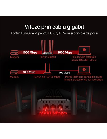 Router fără fir MERCUSYS MR30G, Negru