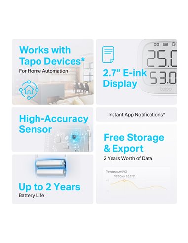Smart senzor de temperatura și umiditate TP-LINK Tapo T315, Alb
